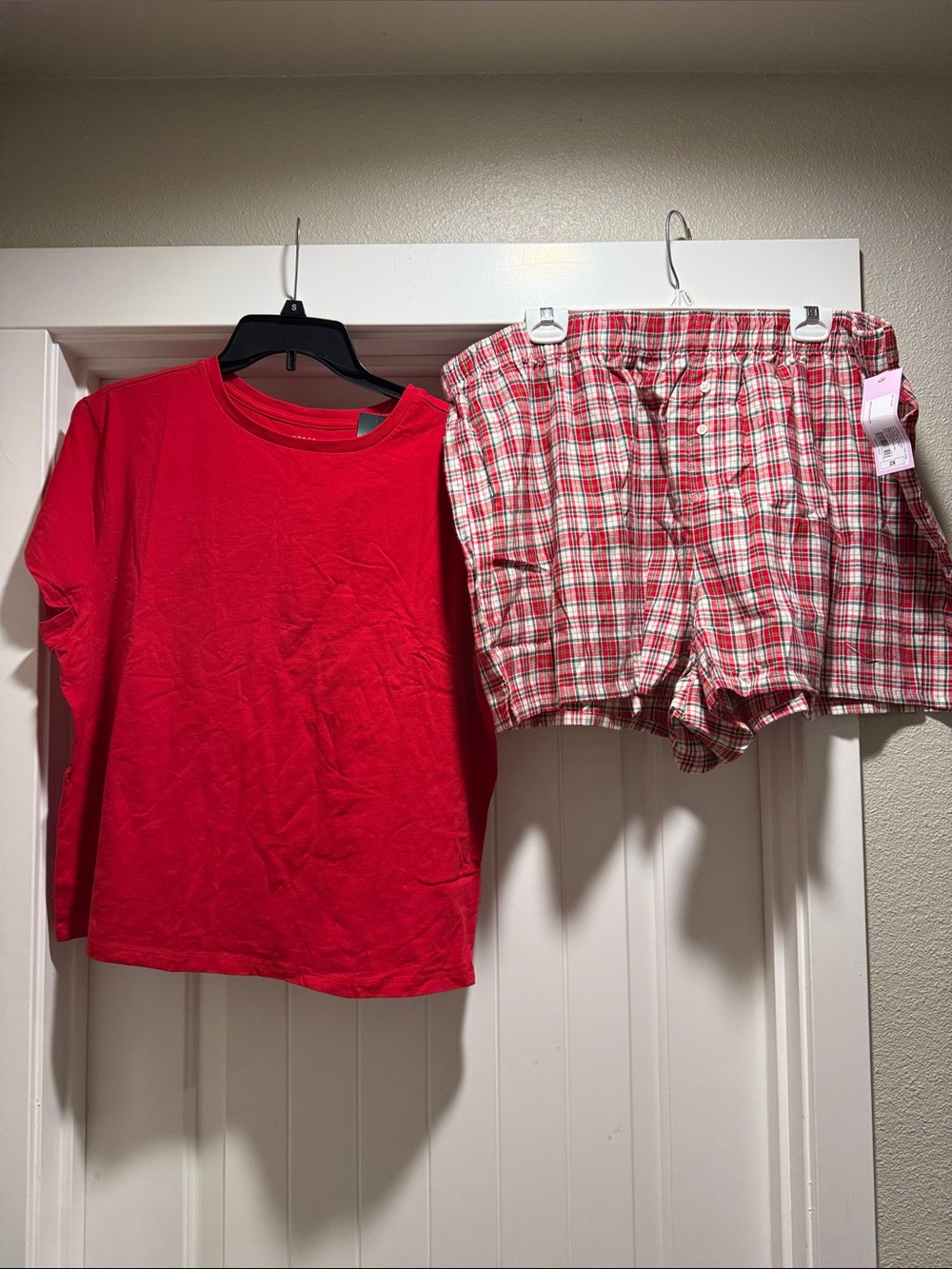 wild fable Red Top with Red Plaid Shorts Pajama Set